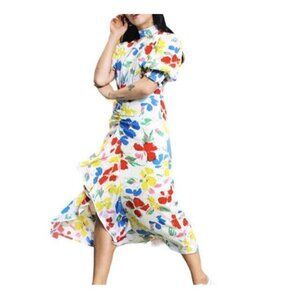 RIXO forTarget Multicolor Floral Mock Neck Cascade Ruffled Midi Casual Dress 4